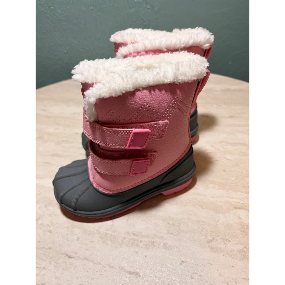 Cat & Jack Denver Pink Gray Waterproof Winter Snow Boots Kids Size 10 NEW
